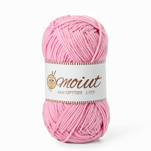Image of Cotton Yarn for Crocheting, Baby Yarn for Crocheting Soft, 131yds / 1.76oz Fluffy Amigurumi Crochet Yarn, 5 Ply 100% Milk Cotton Yarn for Puzzle、Socks、Clothes(Deep Pink)