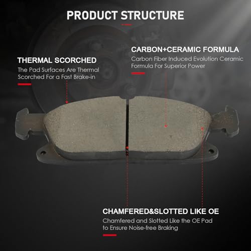 Image of cciyu D1818 Front Ceramic Disc Brake Pads Kit For Ford For Edge 2015-2021,For Lincoln MKX 2016-2018,For Lincoln Nautilus 2019-2023