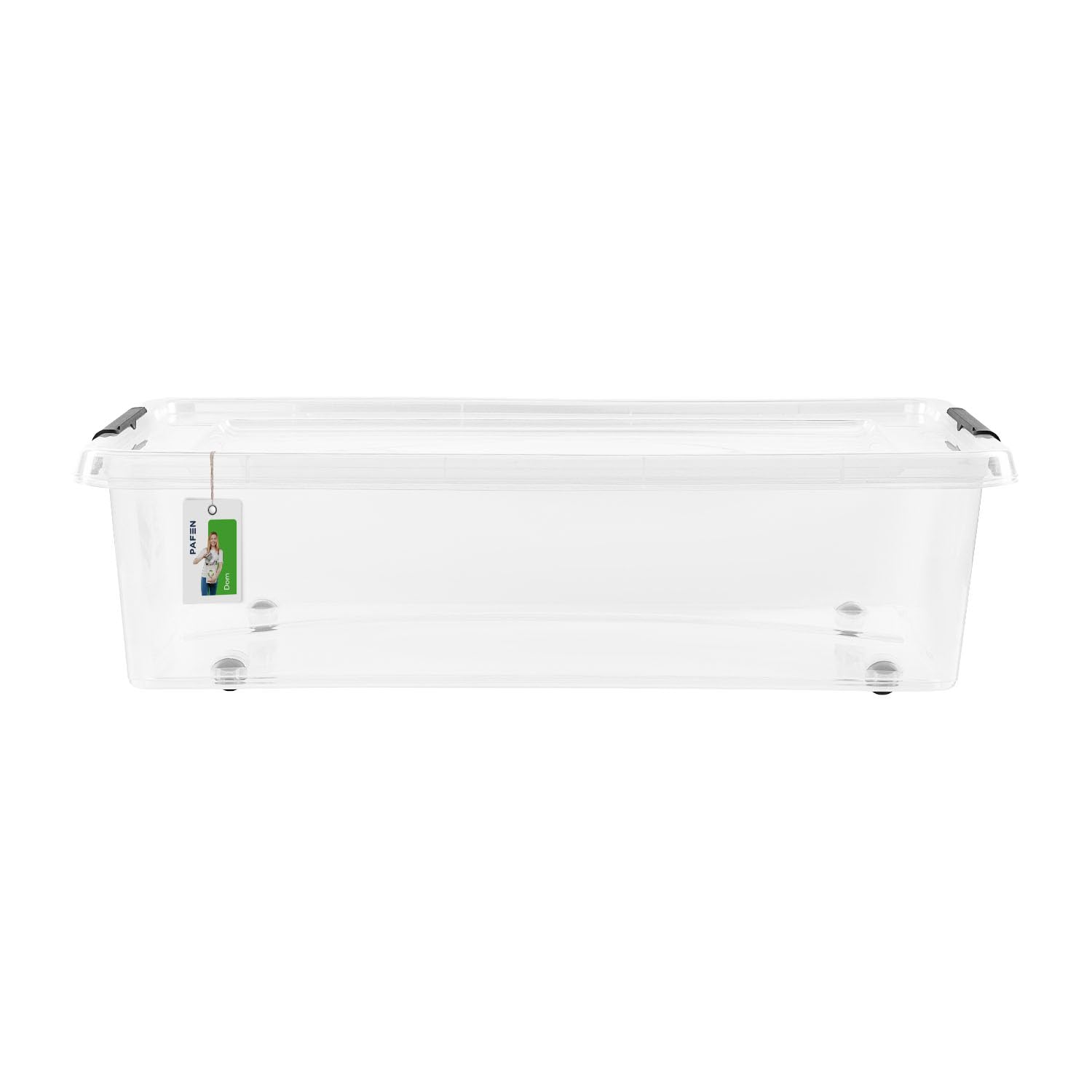 PAFEN 4x Aufbewahrungsbox auf Rollen 29,0L – 58 x 39 x 16 cm - SET Aufbewahrungsbehälter Transparent Boxen Aufbewahrung Stapelboxen mit Verschlussclips Kunststoffbehälter