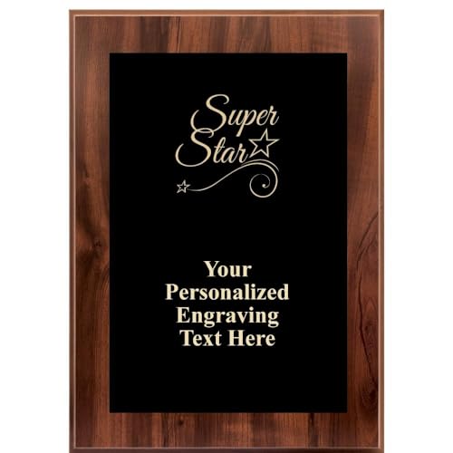 Corporate Appreciation Plaques - 8 x 10 Super Star Gold Etched Recognition Trophy Plaque Award Prime