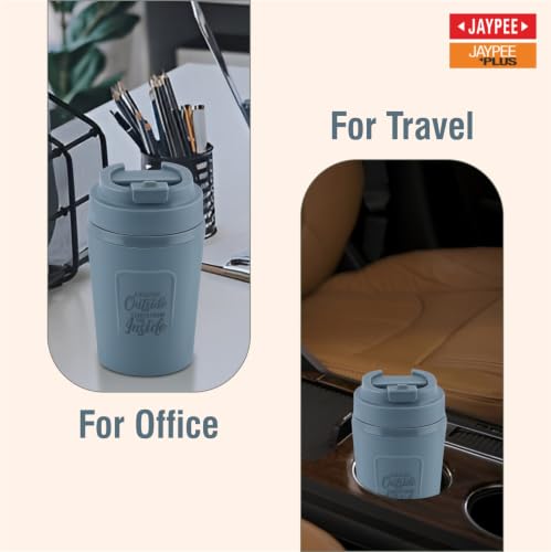 Image of JAYPEE ZIPSIP Pu Insulated Stainless Steel Coffee Mug 325 ml Travel Mug Suitable for Car, Tumbler Bottle, Tea Cup, Matte Finish Non Slip, P. Plum