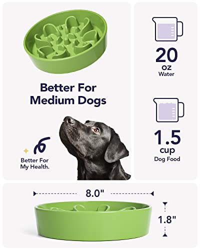 LE TAUCI Slow Feeder Dog Bowls Ceramic, 1.5 Cups Slow Eater Bowl for Dogs, Puppy Slow Feeder Bow for Fast Eaters,Puzzle Dog Food Bowl,Clover Green - Image 6