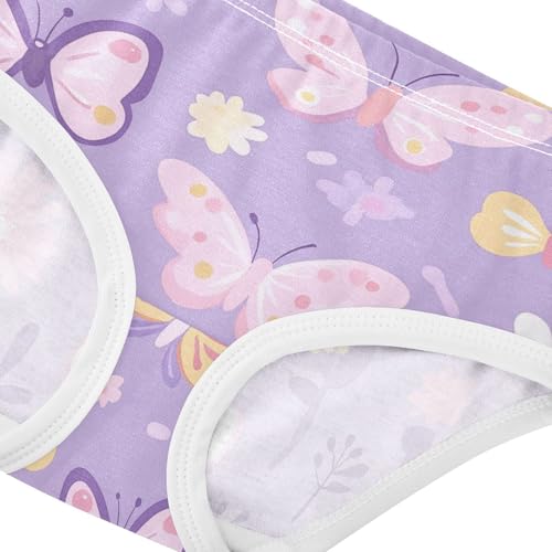 Wusikd Flowers Butterflies Girls' Underwear Cotton Purple Girls Briefs Soft Toddler Underwear 2T4