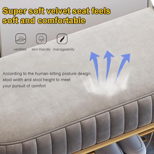 Banc de canapé rembourré velours capitonné, accent chic pour chambre à coucher - 5