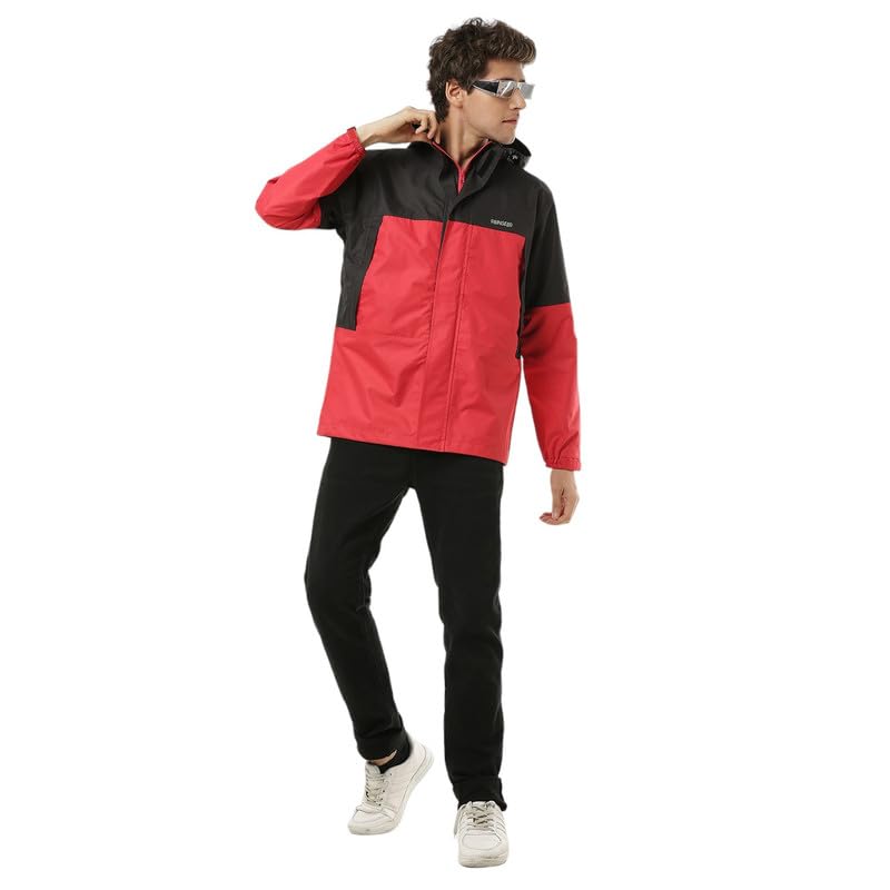 Image of Zeel Raingear Stylish Rain Jacket for Men Waterproof for Bike Riders with Adjustable Hood along with inner pockets,Waterproof Rainwear with Lightweight Polyester Jacket, ZRR011