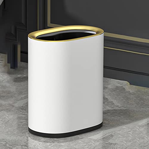 1.6 Gallon Oval Stainless Steel Small Trash Can Wastebasket, Garbage Container Bin Open Top Wastebasket For Bathroom, Kitchen, Office, Hotel, Home (White) #TOP25