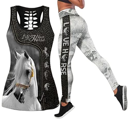 Ensemble débardeur et leggings pour femme ronde confortable motif 3D