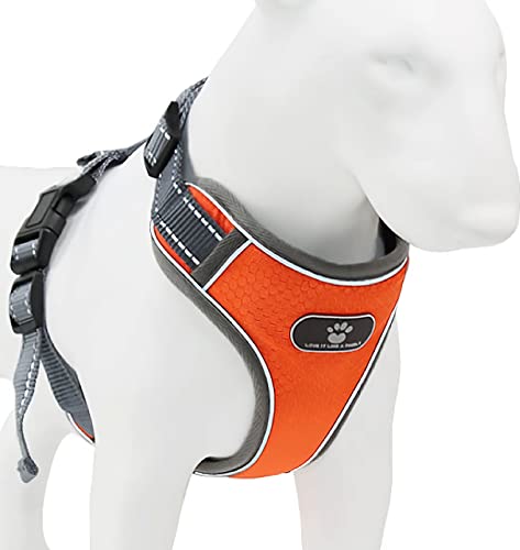 HUGGLES Dog Harness | Dog Belt for Small Medium Large Dogs Breed | Night Reflective Oxford Fabric | Dog Body Belt with Adjustable Buckle | Pet Vest (Orange, XL)
