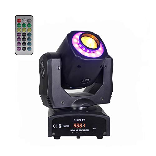 LED Moving Head DJ Lights,8 Gobo 8 Pattern Spotlight,Sound Activated &DMX512 Stage Lighting with Filter Lens strobe lights for Parties, Club Dancing DJ Lighting show,DJ Equipment Stage Lights