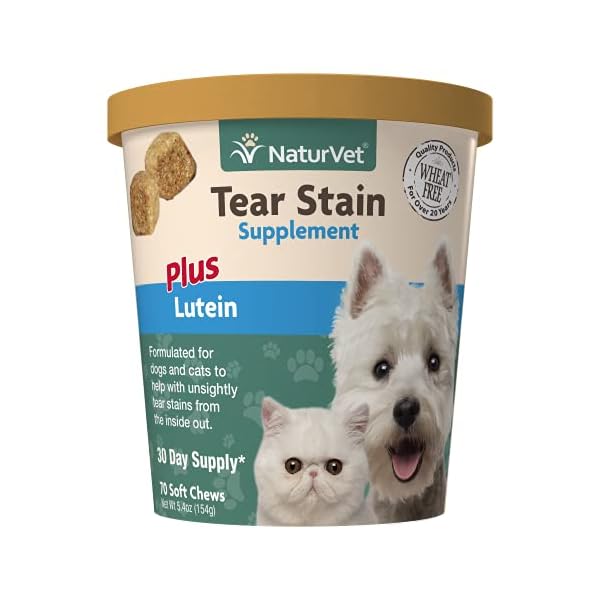 Tear Stain Remover for Dogs and Cats with Lutein, Eye Stain Supplement, Keep Fur Clean with Our Tasty Tear Stain Supplement Soft Chew From NaturVet Tear Stain Remover for Dogs and Cats with Lutein, Eye Stain Supplement, Keep Fur Clean with Our Tasty Tear Stain Supplement Soft Chew From NaturVet