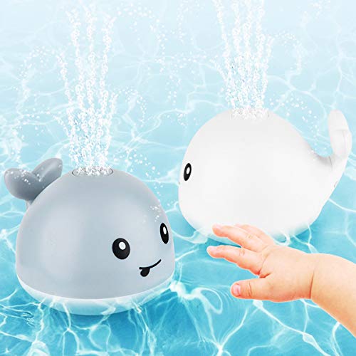 Whale Baby Bath Toys, Fountain Light Up Baby Pool Toddlers Toy With Led Light Whale Spray Water Toy For Kids, Induction Sprinkler Bathtub Toys Bathroom Shower Swimming Pool Outdoor Water Toy (Gray) #TOP5