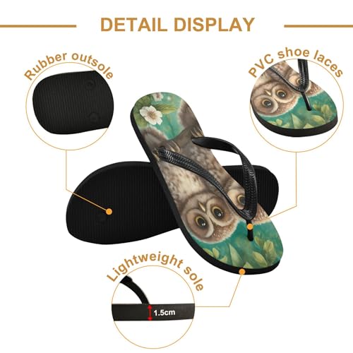 Burbuja Owls Flip Flops for Women Men, Soft Thong Sandals Rubber Slippers for Pool Beach Essentials3
