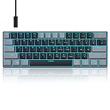 60 Percent Mechanical Gaming Keyboard, Gray&Black Mixed Color Keycaps Gaming Keyboard with Red...