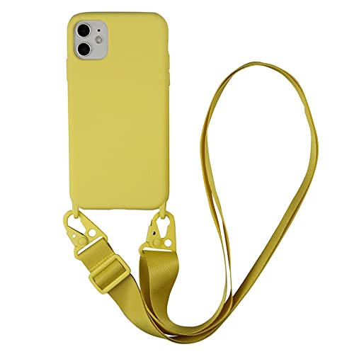 Bakicey Handykette Hülle für iPhone 13, Necklace Handyhülle Liquid Silikon Cover mit Kordel Schultergurt zum Umhängen Schutzhülle mit Stylische Band Case für iPhone 13, Yellow