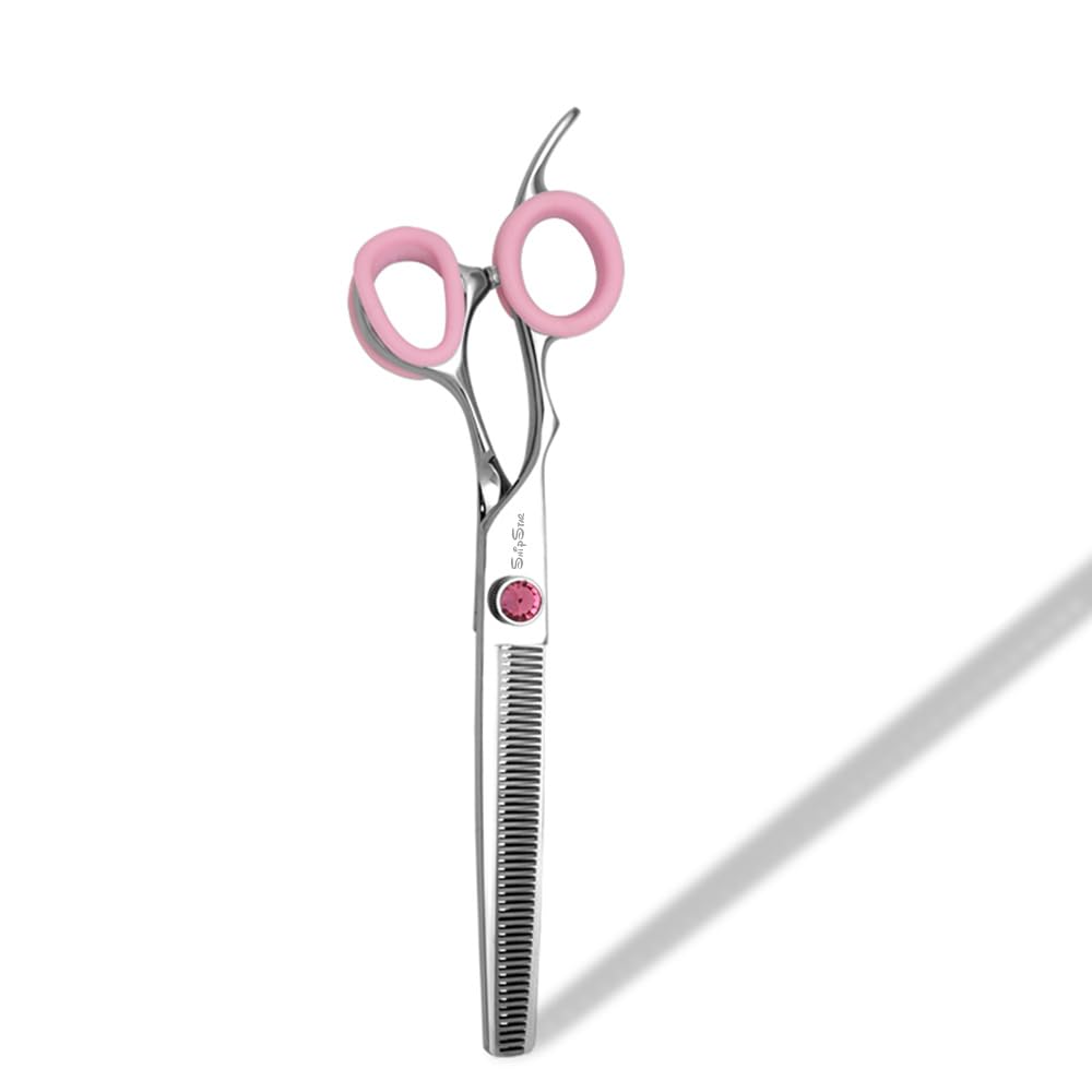 Ciseaux de toilettage de chien professionnel mixte de 7,5 pouces pour la main gauche, 35% d'amincissement, acier vg10, pour les toiletteurs d'animaux domestiques ou à la maison, rose