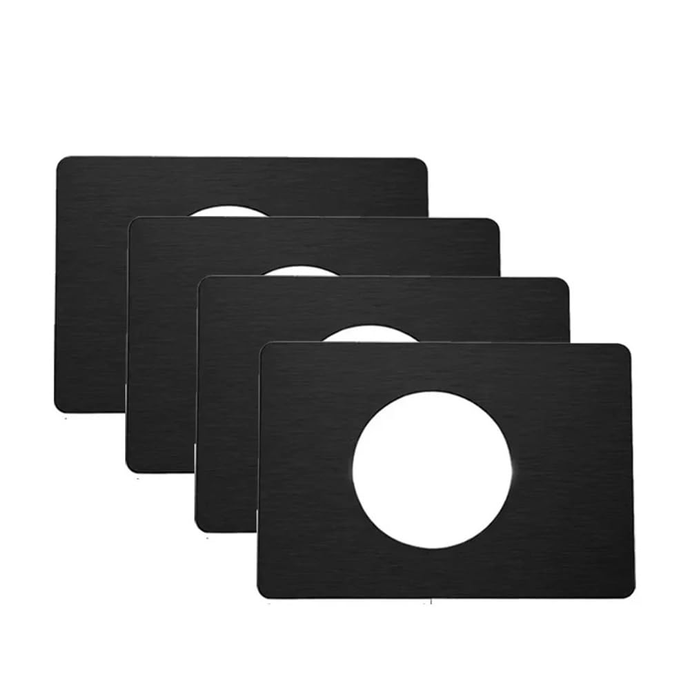 Gentryroo 4Pcs-Black Repair Doors Lock Plate Stainless Steel Fixed Hardware Reinforcement Installation