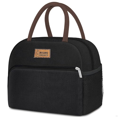 Image of Misamo Enterprise Insulated Lunch Bag, Leakproof, High Capacity, Black