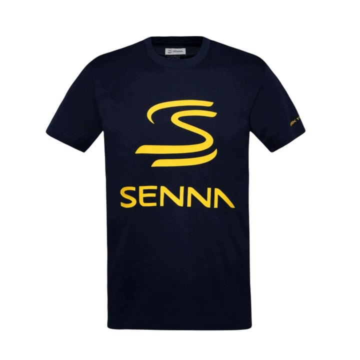 Ayrton Senna Camiseta masculina com logotipo Legacy F1 - azul marinho/branco/mármore cinza