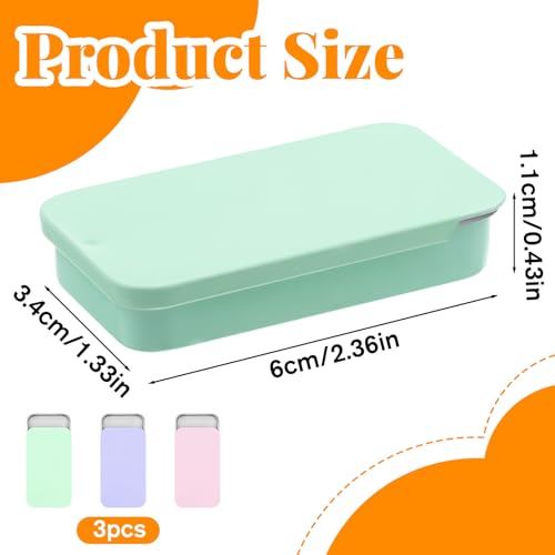 Image of 3 PCS Metal Tin Box Containers, 3 Colors Mini Rectangular Slide Top Tin Box Containers 2.36 by 1.33 by 0.4 Inch Empty Hinged Container for Candies Jewelry Crafts Pills Survival Kit