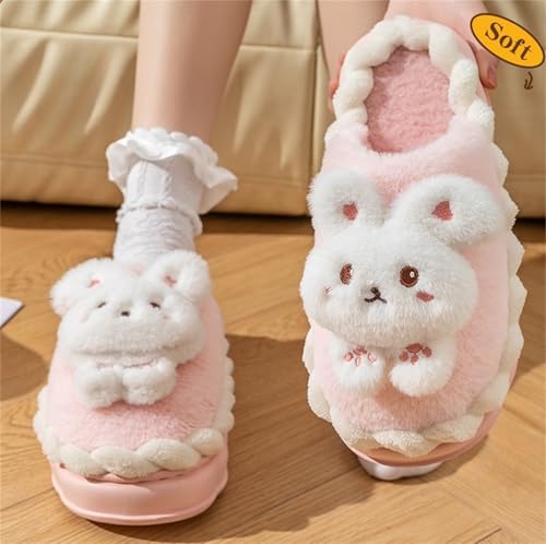 Animal Slippers for Women Cute Bunny Slippers Funny slipper Warm Plush Winter House Cotton Slippers3