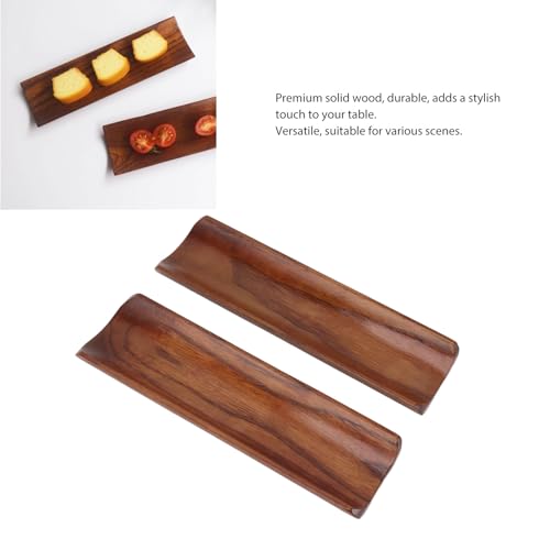 Platos de sushi de madera sólida Yosoo 2 piezas rectangulares miniatura 3