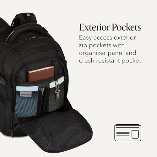 Image of SwissGear 5358 USB ScanSmart Laptop Backpack. Abrasion-Resistant & Travel-Friendly Laptop Backpack Exclusive Bundle with Lock