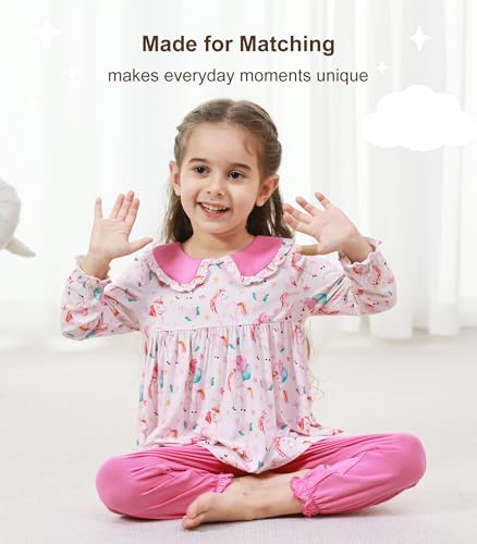 Image of Toddler Girls' Clothes-Viscose from Bamboo, Long Sleeve Ruffle Top with Pant Sets for Kids 2Pcs Fall Outfits 2T-6Y