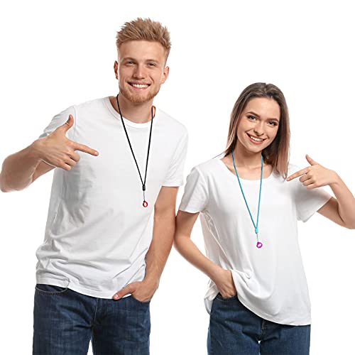 2 Anti-Lost Necklace Lanyard with 12 Pieces Anti-Lost Silicone Rubber Ring Pen Silicone Lanyard Holder, Pendant Holder Rubber Carrying Case for Pen, Outdoor Activities (Vivid Style)