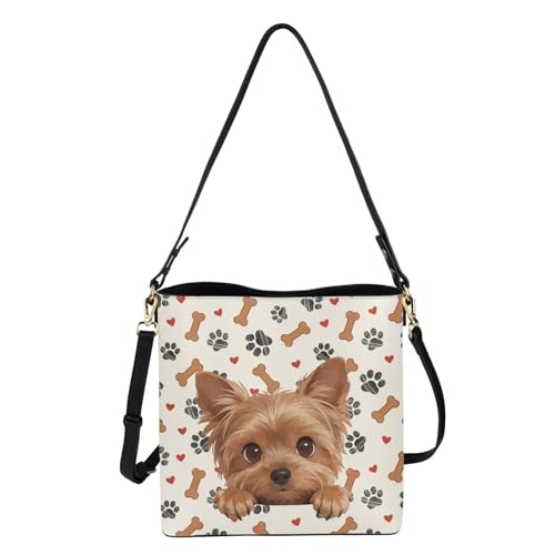 Image of HUGS IDEA Boho Bags for Women Leather Handbag Shoulder Bucket Crossbody Purse