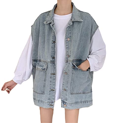 Gilet oversize en denim noir femme sans manches robuste et confortable pour looks superposés