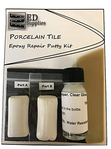 Floor & Wall Porcelain Tile Epoxy Repair Putty Kit - Repairs Chips, Cracks & Defects.. (White)