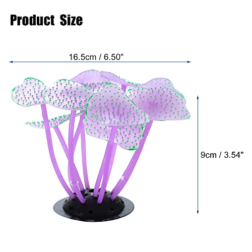 VOCOSTE Silicone Glowing Aquarium Mushroom Coral, for Fish Tank Purple - Image 4