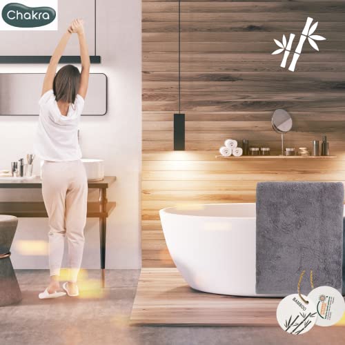 Chakra Turkish Bath Towel Set (Bamboo Cotton, 6 Pcs Bathroom Set) Luxury Towels Sets - Quick Dry Turkish Linens For Master Bathroom, College, Guest Bathroom, Spa (Charcoal) #TOP2