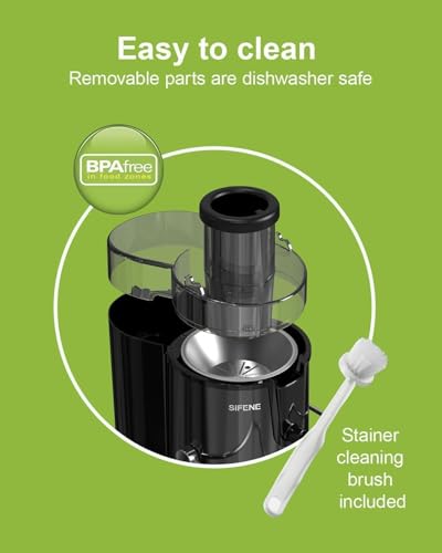Image of SIFENE Compact Centrifugal Juicer, 3 inch Wide Chute, Peak Power 800W, Gray | 3-speed ingredient control, easy-clean removable parts, apples, carrots, celery and beet prep, BPA-free food-contact parts