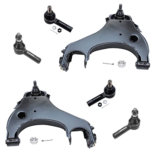 Image of Detroit Axle - Front Lower Control Arm w /Ball Joints Inner Outer Tie Rod Replacement for 2000-2004 Nissan Frontier Xterra - 6pc Set
