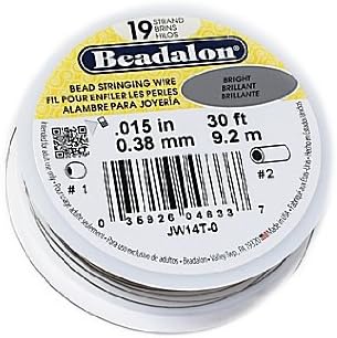 Beadalon 19 Strand Bead Stringing Wire Bright Silver 0.38 mm (.015 in) 30 ft. Spool [Pack of 2 ]
