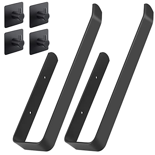 Aomiduo Toallero sin taladrar, color negro, 32 cm, autoadhesivo, 2 unidades, con 4 ganchos para toallas, baño, cocina, inodoro Cover