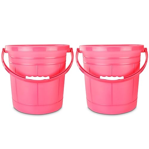 Image of Nayasa Frosty Deluxe Plastic Water Bucket 22L | Bathroom Water Storage Bucket | Lightweight Yet Strong and Rigid | No. 22 Medium | Pink