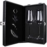 Wyazzivクリスタル赤ワイングラスギフトセット 鉛フリー手吹き製で安全性高い 4 本入り兼レザーケース 背の高い形状でワイン鑑賞に適し 誕生日・記念日・結婚式・クリスマスに贈るのに最適 手持ち車付きで携帯容易 (450ml)