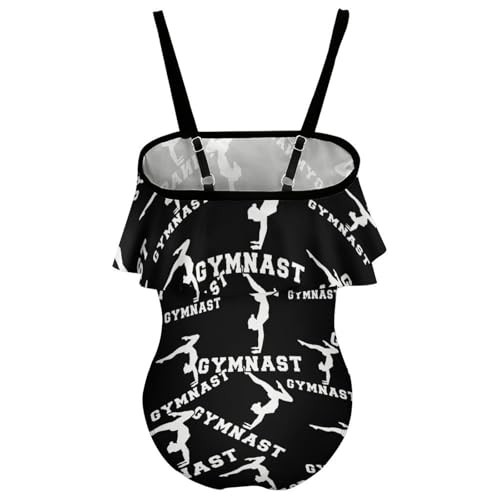 Gymnast Gymnastics Silhouette Printed Girls' One Piece Swimsuit Cute Beach Swimwear Quick Dry Bathing Suit2