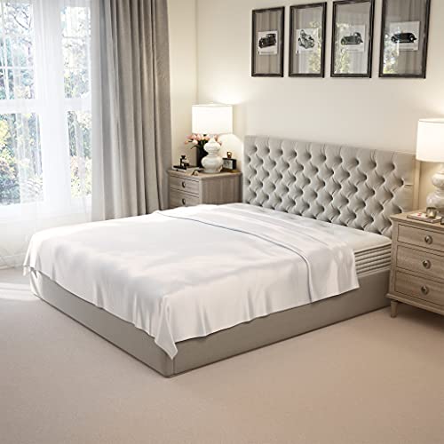 Mulberry Park 100% Pure King Silk Flat Sheet Deluxe 22 Momme 6A Mulberry Silk Bed Sheets - Breathable, Ultra-Soft, Oeko-TEX Certified - Ivory