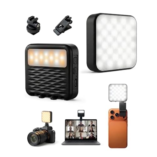 85LEDs Dual-Sided Portable Selfie Light for Dual Camera Recording, Pocket Video Light with Phone Clip & Cold Shoe Mount, 2000mAh Rechargeable for iPhone, Laptop, Vlogging, Zoom & Live Stream