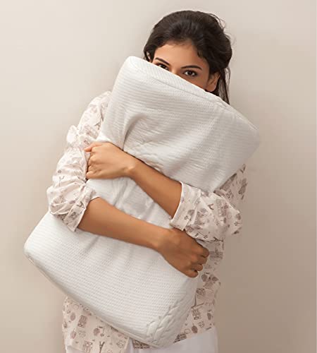 Image of The White Willow Memory Foam Cervical Pillow for Neck, Shoulder & Spondylitis Pain Relief Orthopedic Contour Bed Pillow for Sleeping (18 inch L x 10.5 inch W x 2.9 inch H) Off White