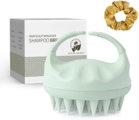 Sndyi Scalp Massager Shampoo Brush, Scalp Scrubber with Soft Silicone Bristles, Scalp Exfoliator for Dandruff Removal, Scalp Massager for Hair Growth, Wet Dry Hair Brush for Scalp Care, Green