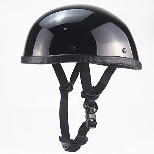 Harley Motorcycle Helmet, Open Face Retro Beanie Half Helmet Youth Men and Women DOT Certified Cruiser Pilot Bicycle Harley Half Helmet Black,M