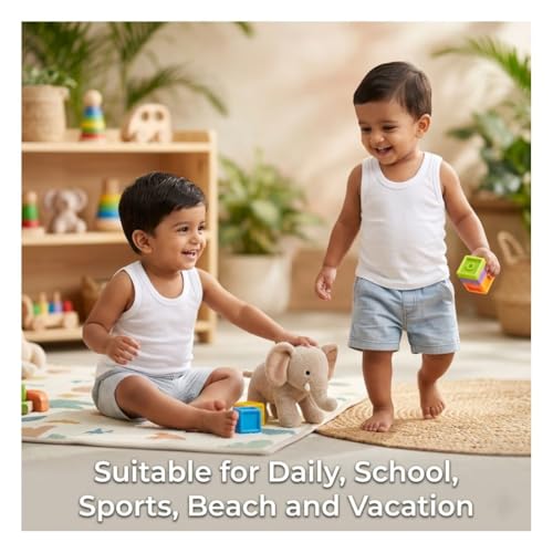 Image of REVOLTEK Printed Vest baniyan Cotton Inner wear for Baby wear Sleeveless Undershirts for Kids Sando ganji Tank-Tops Toddler Girls /Boys Colors Pack of 6