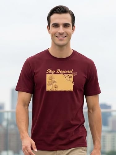 Image of Nobero 100% Cotton T Shirts for Men Stylish | Regular Fit | Graphic Printed T Shirts for Men 180 GSM Combed Cotton | Round Neck Half Sleeve