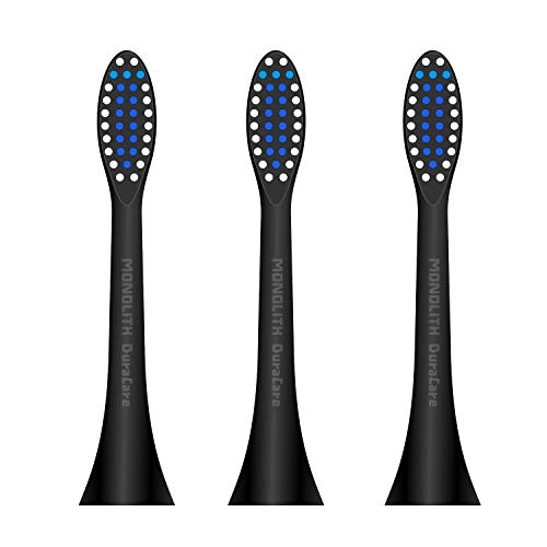 Monolith DuraCare Ultra Soft Cleaning for Sensitive Teeth & Gums Replacement Toothbrush Heads x 3, Regular Size Black