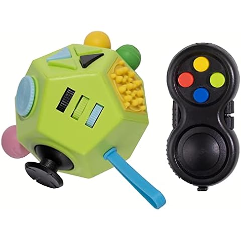 NEALMART Finger Toy Set ,Fidget Pad with 8 Fidget Functions and12 Sided Cube Finger Toy with 12 Fidget Functions , Relieves Stress and Anxiety Toys for ADD ADHD Autism Children and Adults Cover