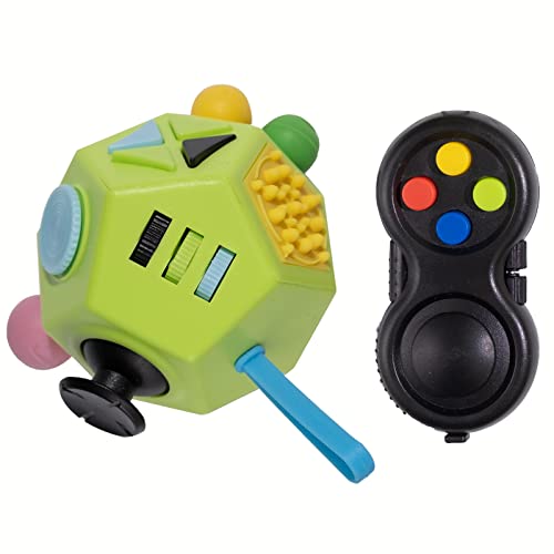NEALMART Juego de juguetes para los dedos, almohadilla para la ansiedad con 8 funciones para la ansiedad y cubo de 12 caras con 12 funciones para la ansiedad, autismo, niños y adultos Cover